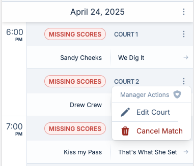 cancel match in list view screenshot
